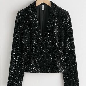 & Other Stories Black and Silver Sequin Blazer